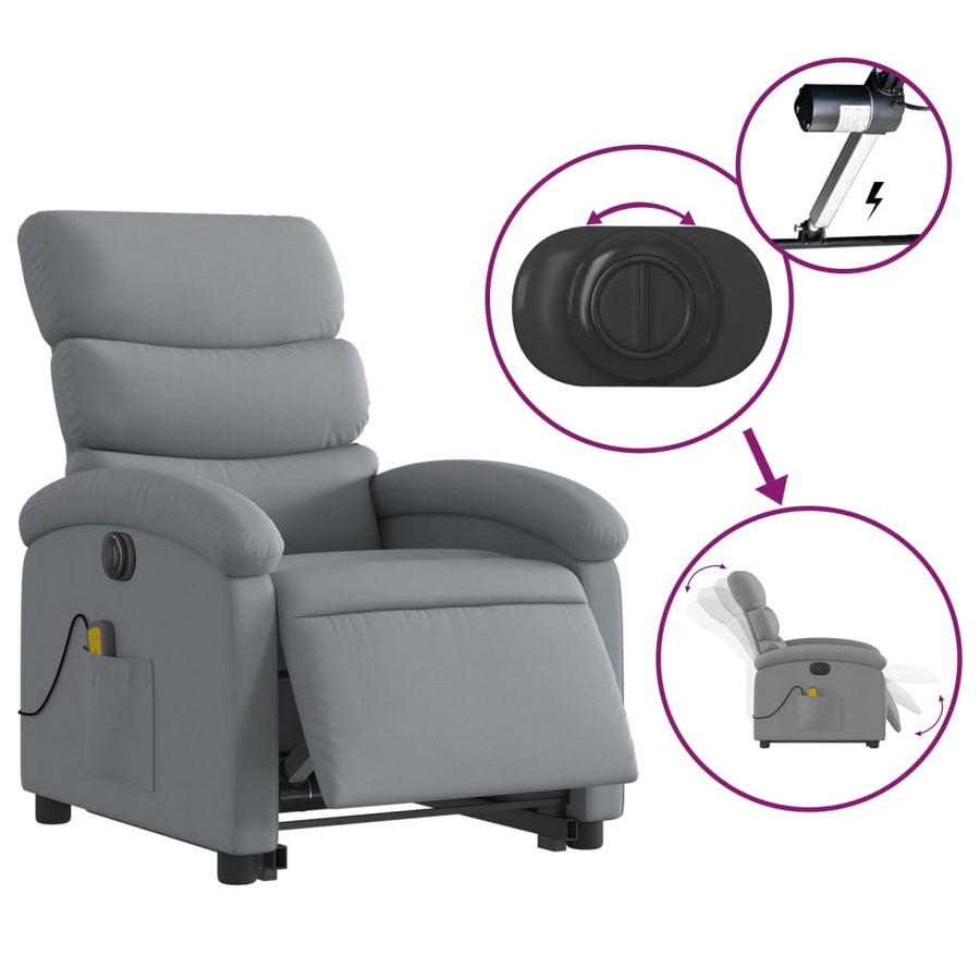 Sta-Op-Massagestoel Stof Lichtgrijs Ja Elektrisch verstelbaar