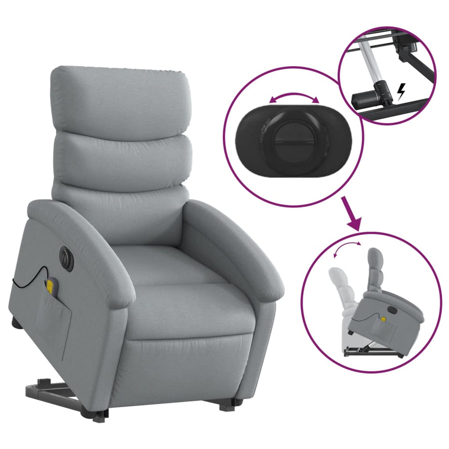 Sta-Op-Massagestoel Stof Lichtgrijs Ja Elektrisch verstelbaar
