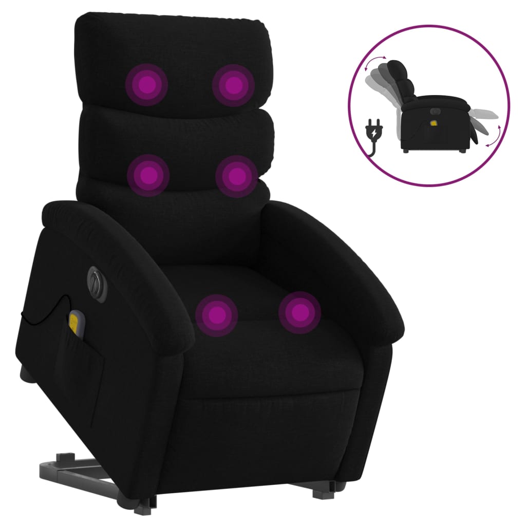Sta-Op-Massagestoel Stof Zwart Ja Elektrisch verstelbaar