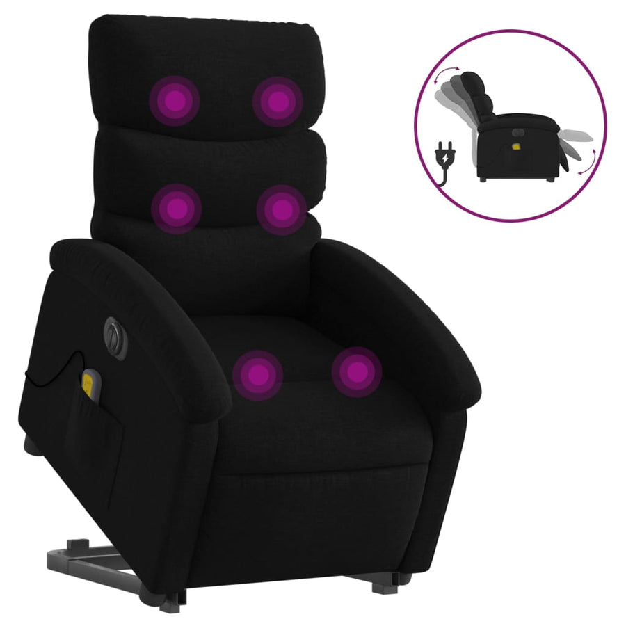 Sta-Op-Massagestoel Stof Zwart Ja Elektrisch verstelbaar