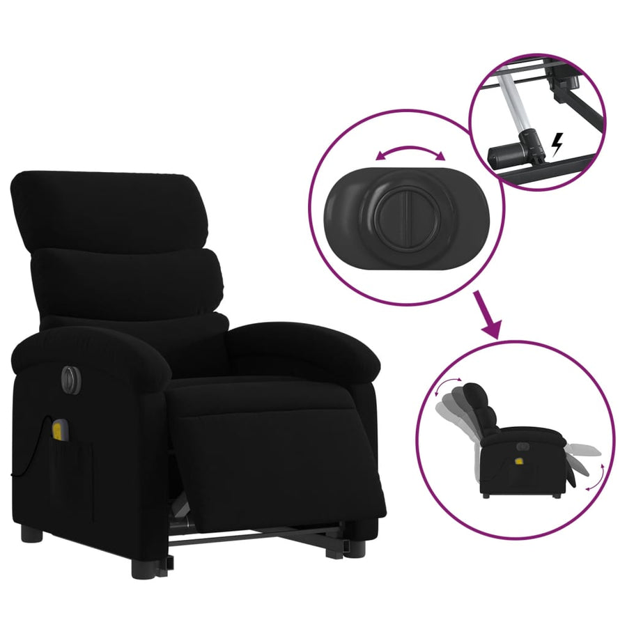 Sta-Op-Massagestoel Stof Zwart Ja Elektrisch verstelbaar