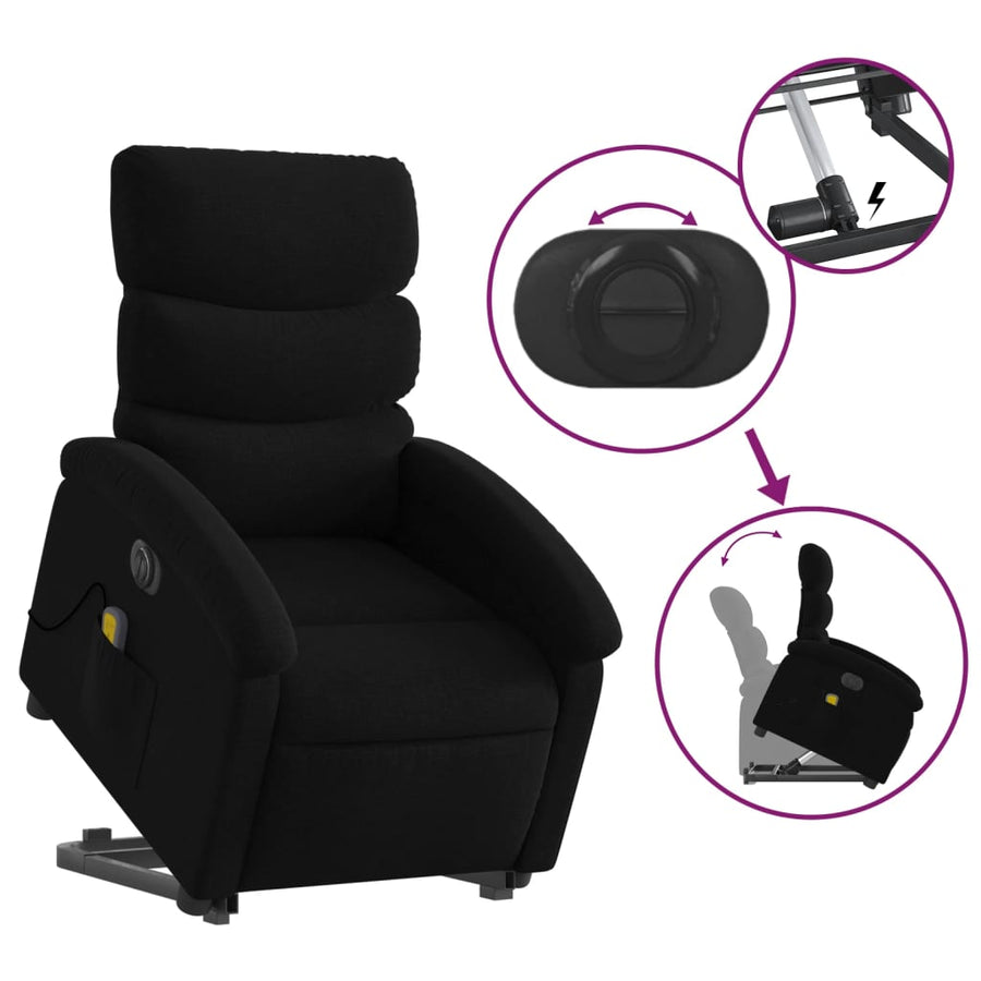 Sta-Op-Massagestoel Stof Zwart Ja Elektrisch verstelbaar