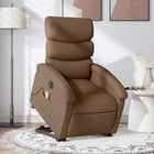 Lift-recline massage chair electric adjustable fabric brown