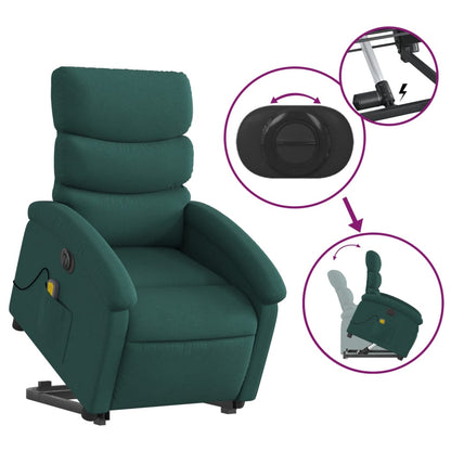 Sta-Op-Massagestoel Stof Donkergroen Ja Elektrisch verstelbaar