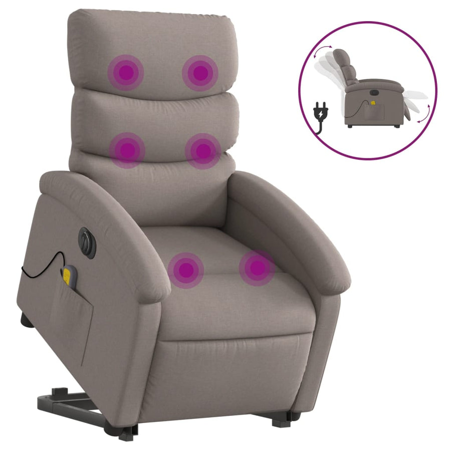 Sta-Op-Massagestoel Stof Taupe Ja Elektrisch verstelbaar