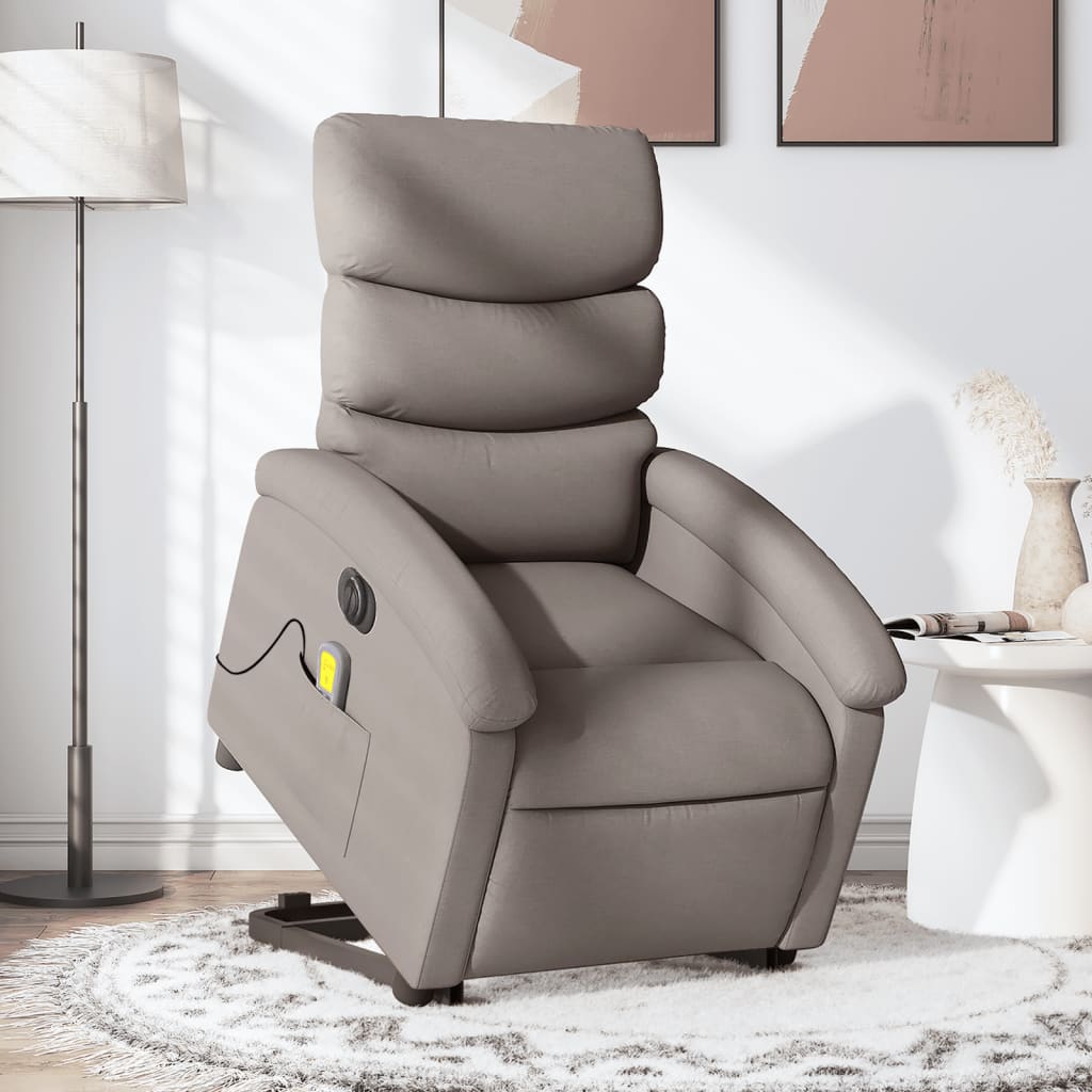 Sta-Op-Massagestoel Stof Taupe Ja Elektrisch verstelbaar