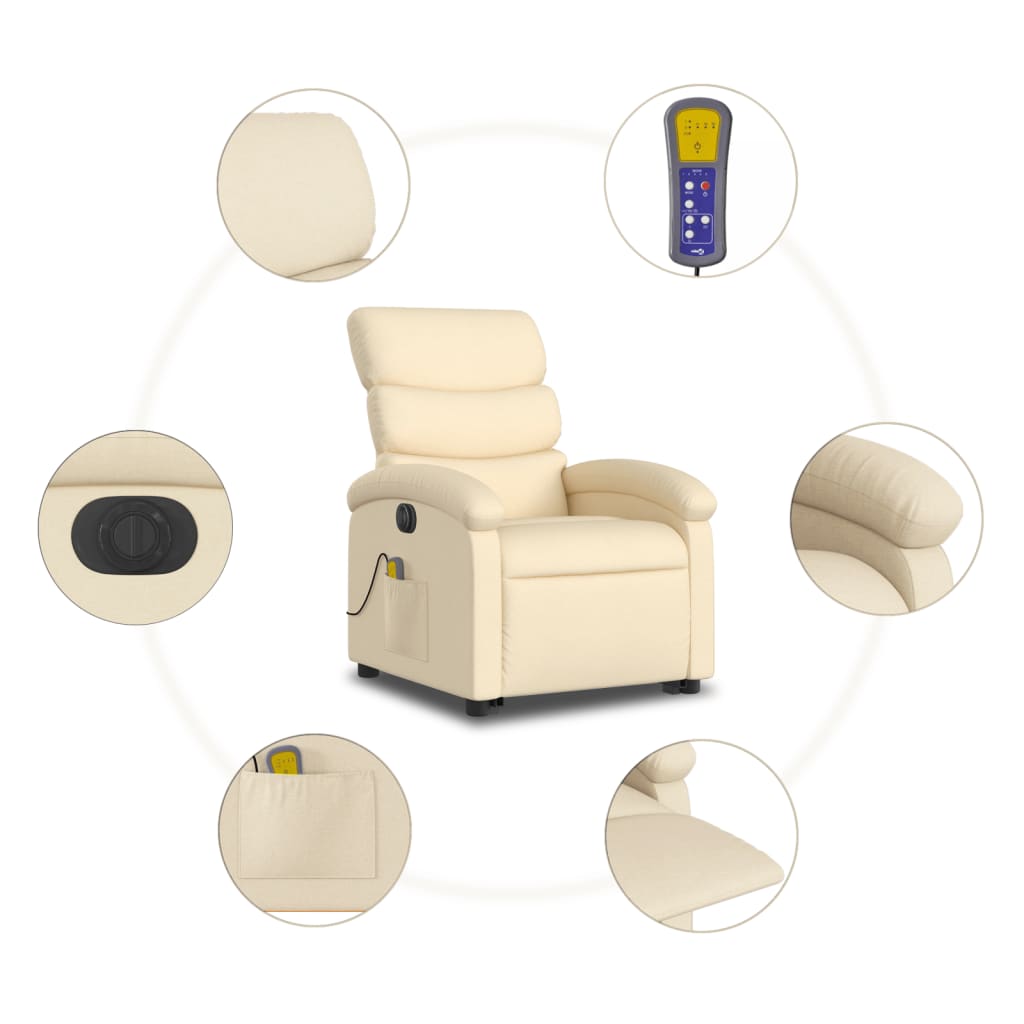 Sta-Op-Massagestoel Stof Kleurig Crème Ja Elektrisch verstelbaar
