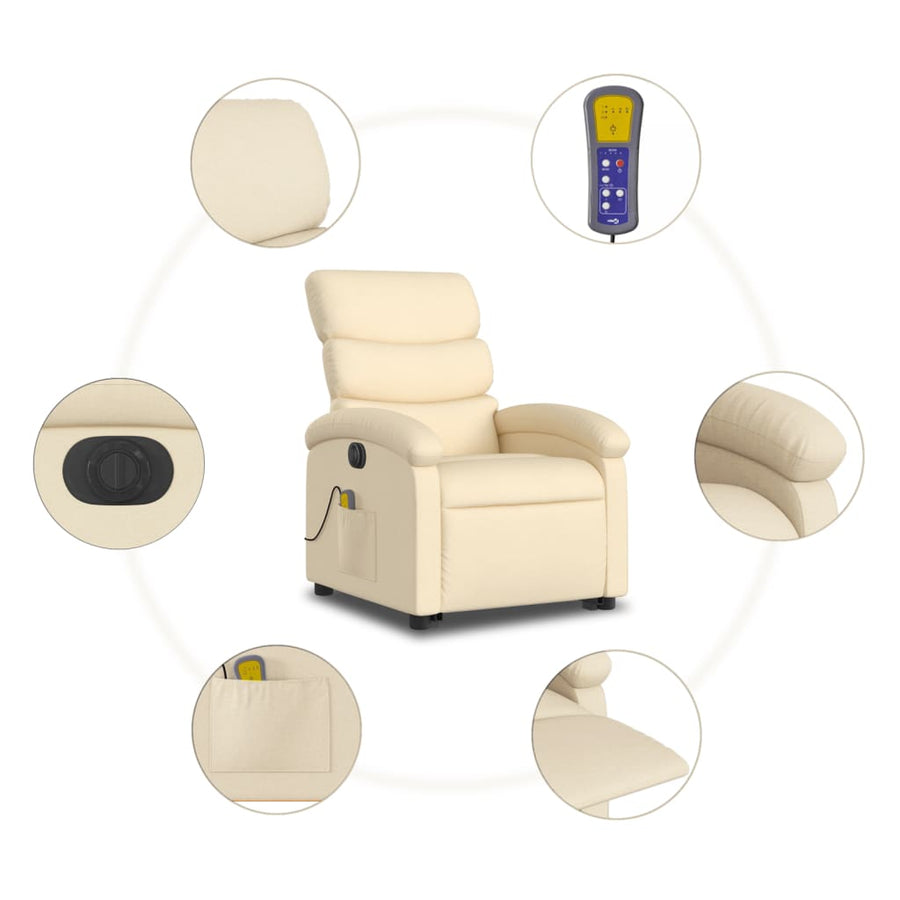Sta-Op-Massagestoel Stof Kleurig Crème Ja Elektrisch verstelbaar