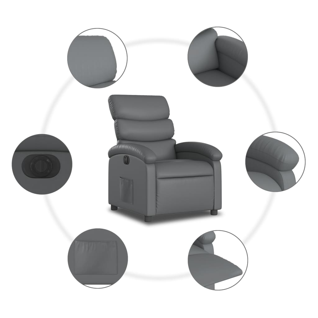 Fauteuil Verstelbaar Elektrisch Kunstleer Grijs Nee Elektrisch verstelbaar