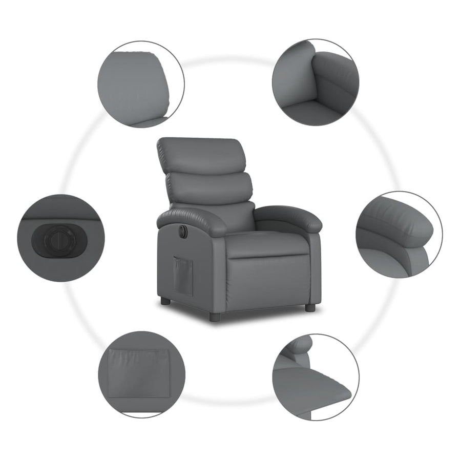 Fauteuil Verstelbaar Elektrisch Kunstleer Grijs Nee Elektrisch verstelbaar