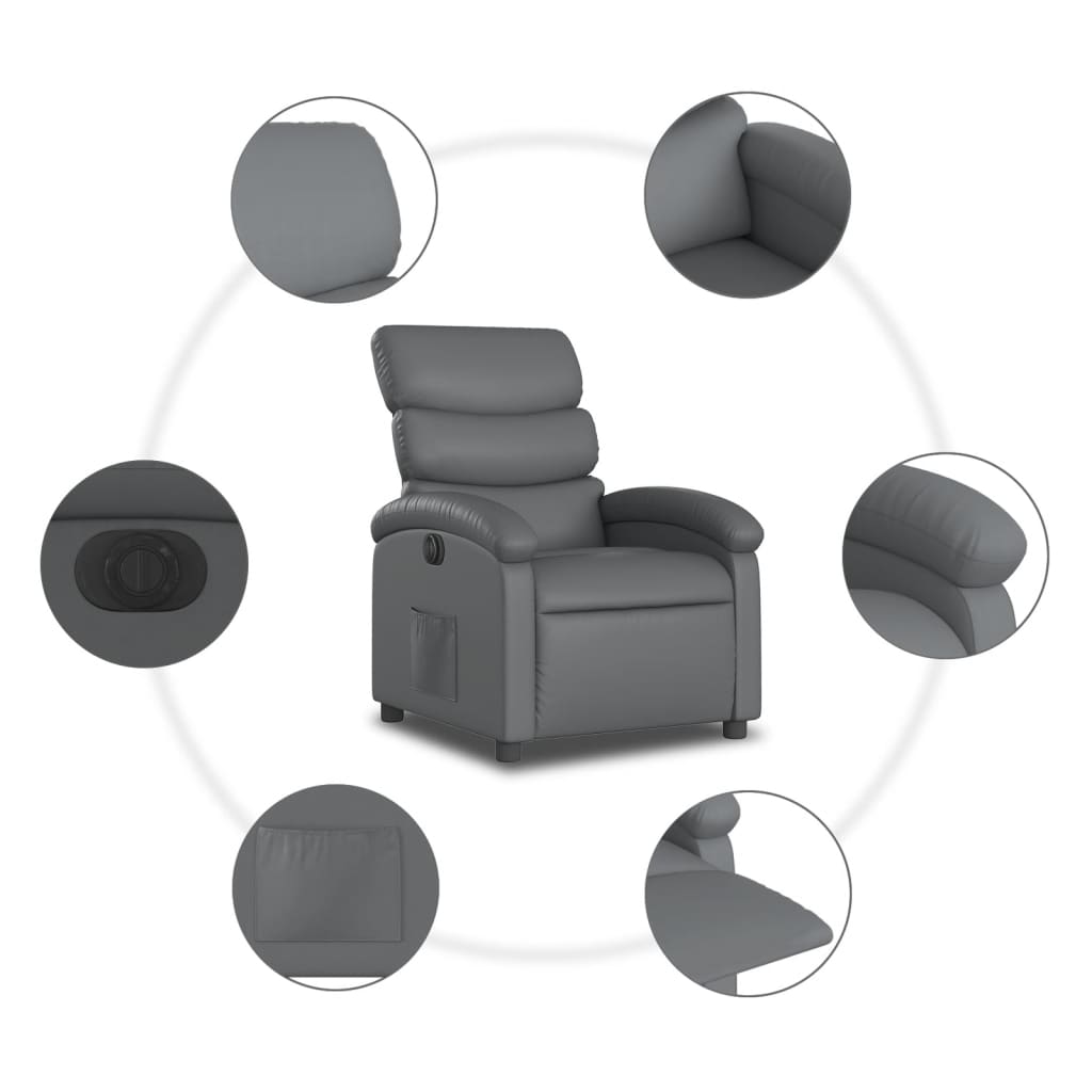 Fauteuil Verstelbaar Elektrisch Kunstleer Grijs Nee Elektrisch verstelbaar