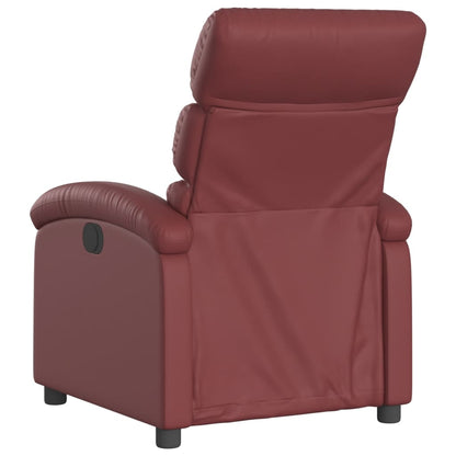 Fauteuil verstelbaar elektrisch kunstleer wijnrood