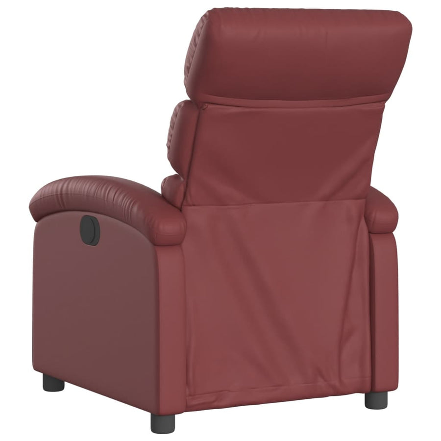 Fauteuil verstelbaar elektrisch kunstleer wijnrood