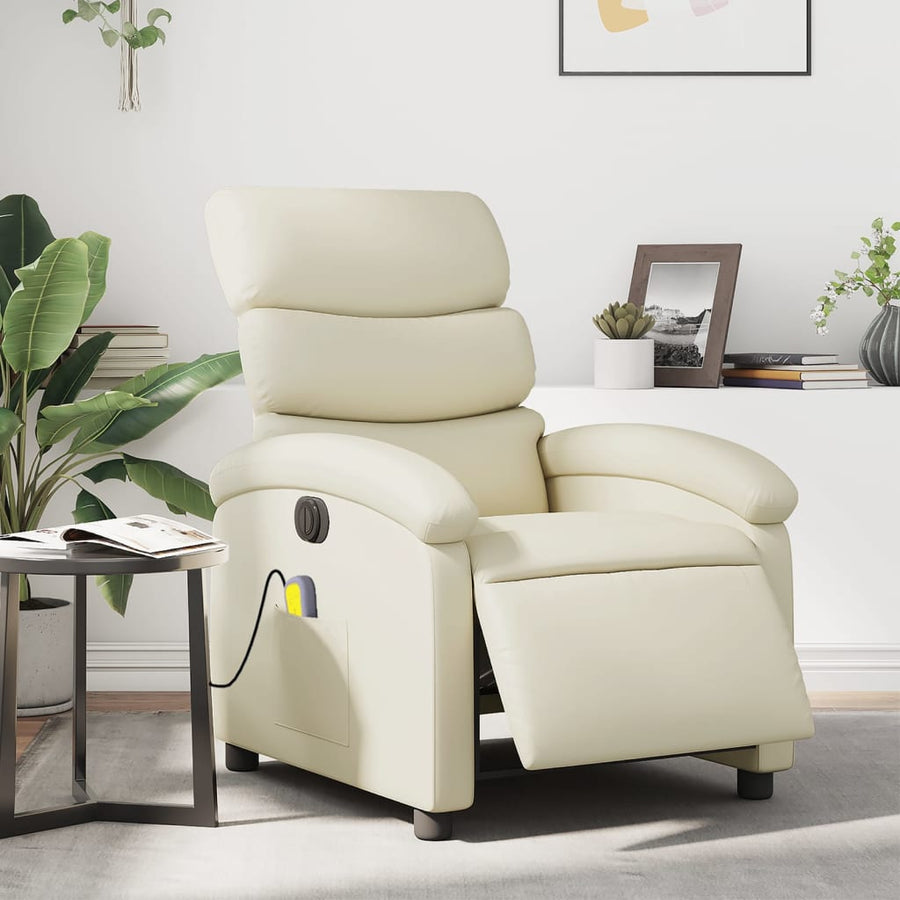 Massagestoel Verstelbaar Elektrisch Kunstleer Kleurig Crème Ja Elektrisch verstelbaar