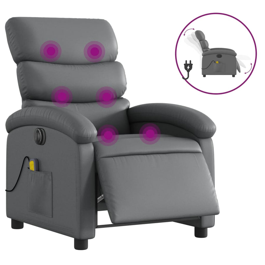 Massagestoel Verstelbaar Elektrisch Kunstleer Grijs Ja Elektrisch verstelbaar