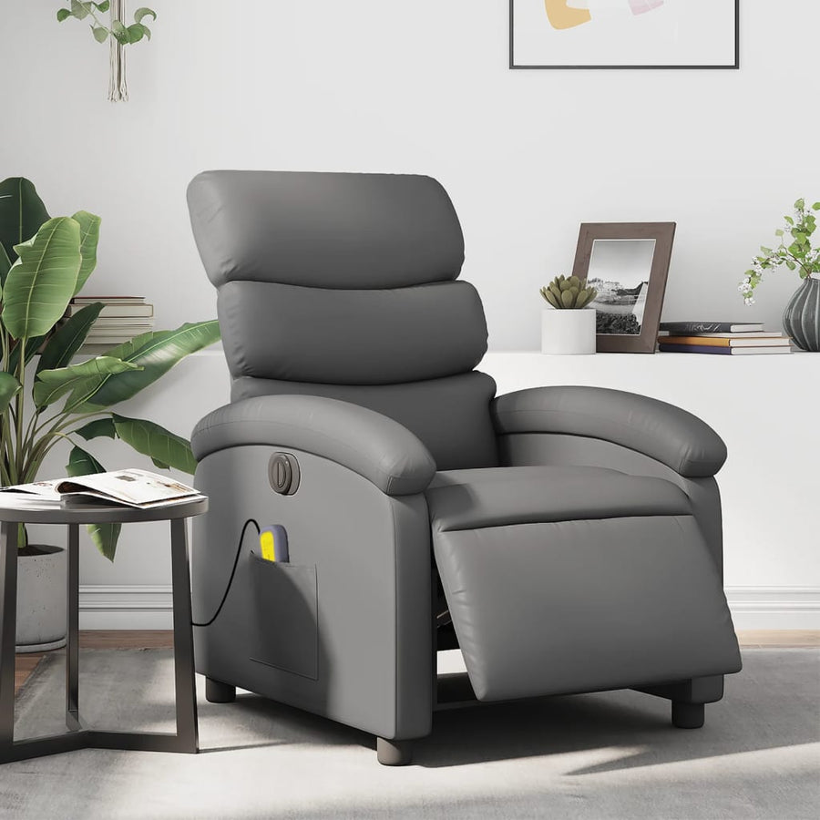 Massagestoel Verstelbaar Elektrisch Kunstleer Grijs Ja Elektrisch verstelbaar