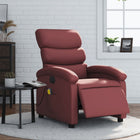 Massage chair adjustable electric faux leather wine red