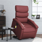Lift Recliner Adjustable Faux Leather Wine Red