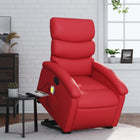 Recliner massage chair adjustable faux leather red