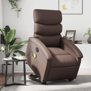 Sta-op massagestoel elektrisch bruin kunstleer