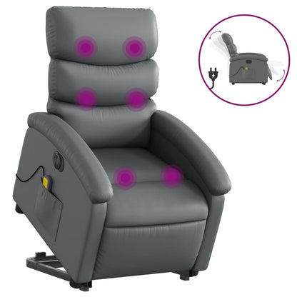 Sta-Op-Massagestoel Elektrisch Kunstleer Grijs Ja Elektrisch verstelbaar