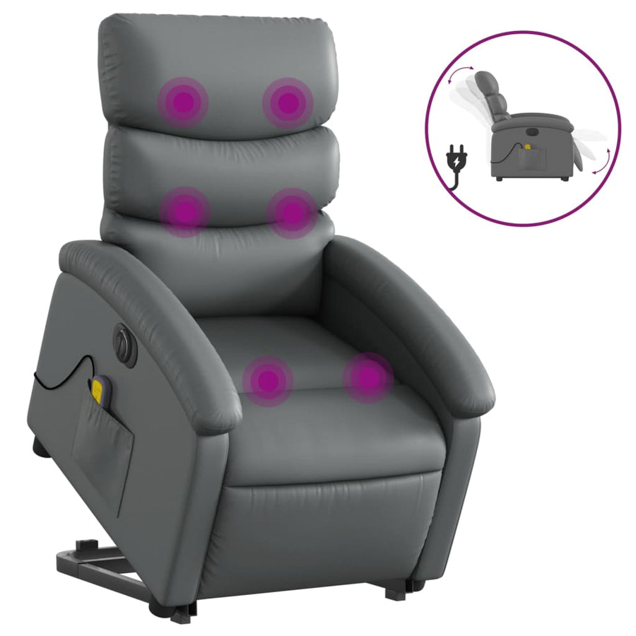 Sta-Op-Massagestoel Elektrisch Kunstleer Grijs Ja Elektrisch verstelbaar