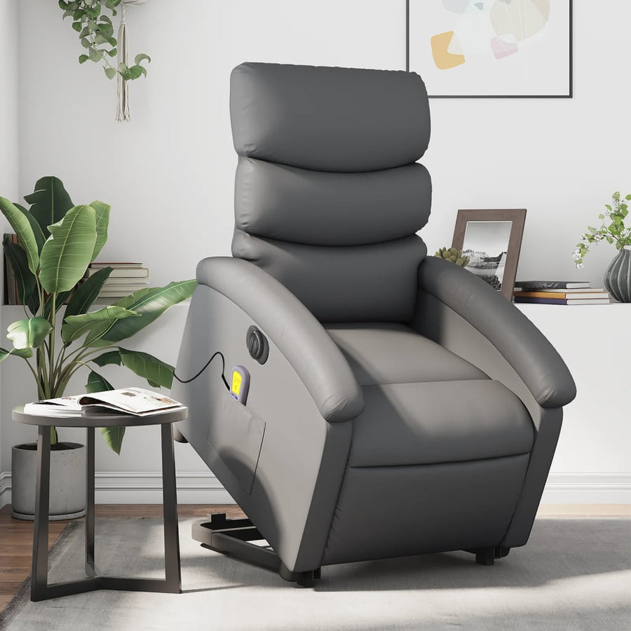 Sta-Op-Massagestoel Elektrisch Kunstleer Grijs Ja Elektrisch verstelbaar