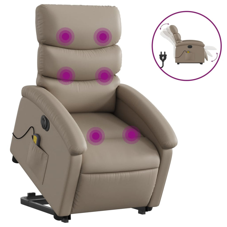 Sta-Op-Massagestoel Elektrisch Kunstleer Kleurig Cappuccino Ja Elektrisch verstelbaar