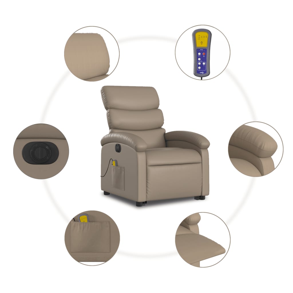 Sta-Op-Massagestoel Elektrisch Kunstleer Kleurig Cappuccino Ja Elektrisch verstelbaar
