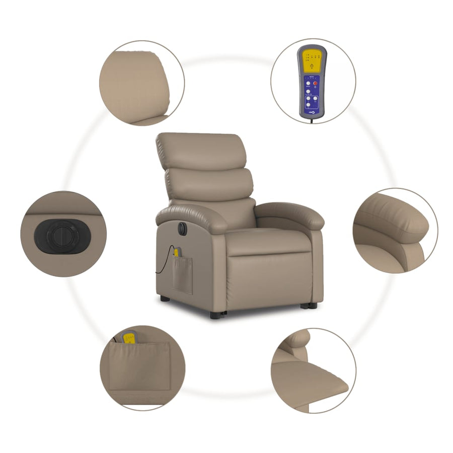 Sta-Op-Massagestoel Elektrisch Kunstleer Kleurig Cappuccino Ja Elektrisch verstelbaar
