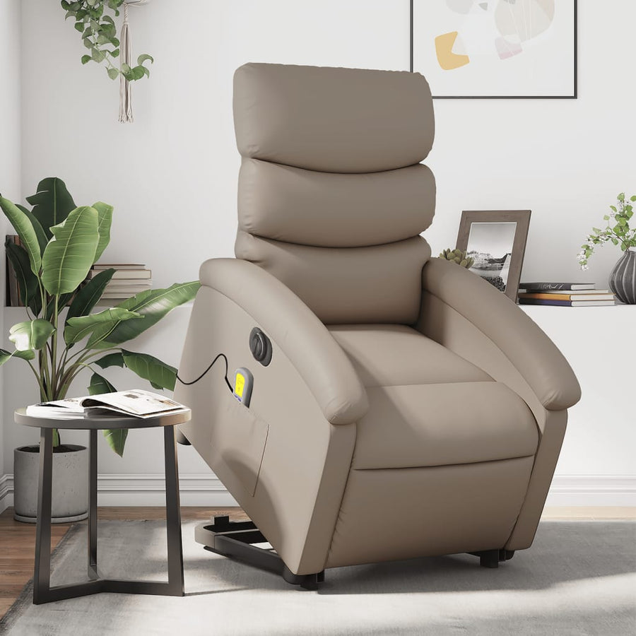 Sta-Op-Massagestoel Elektrisch Kunstleer Kleurig Cappuccino Ja Elektrisch verstelbaar