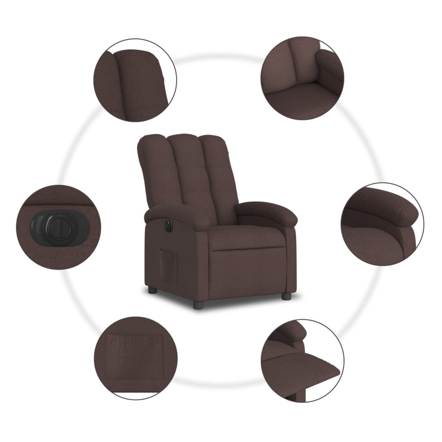 Fauteuil Verstelbaar Elektrisch Stof Donkerbruin Nee Elektrisch verstelbaar