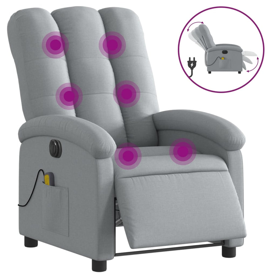 Massagestoel Stof Lichtgrijs Ja Elektrisch verstelbaar