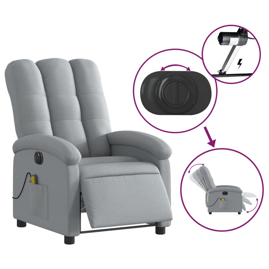 Massagestoel Stof Lichtgrijs Ja Elektrisch verstelbaar
