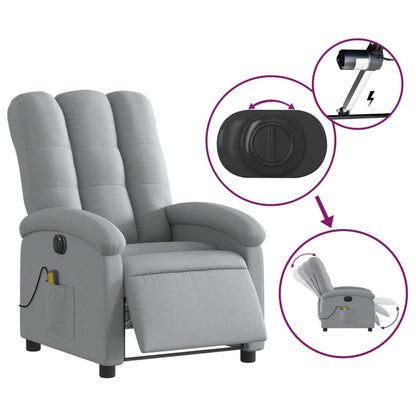 Massagestoel Stof Lichtgrijs Ja Elektrisch verstelbaar