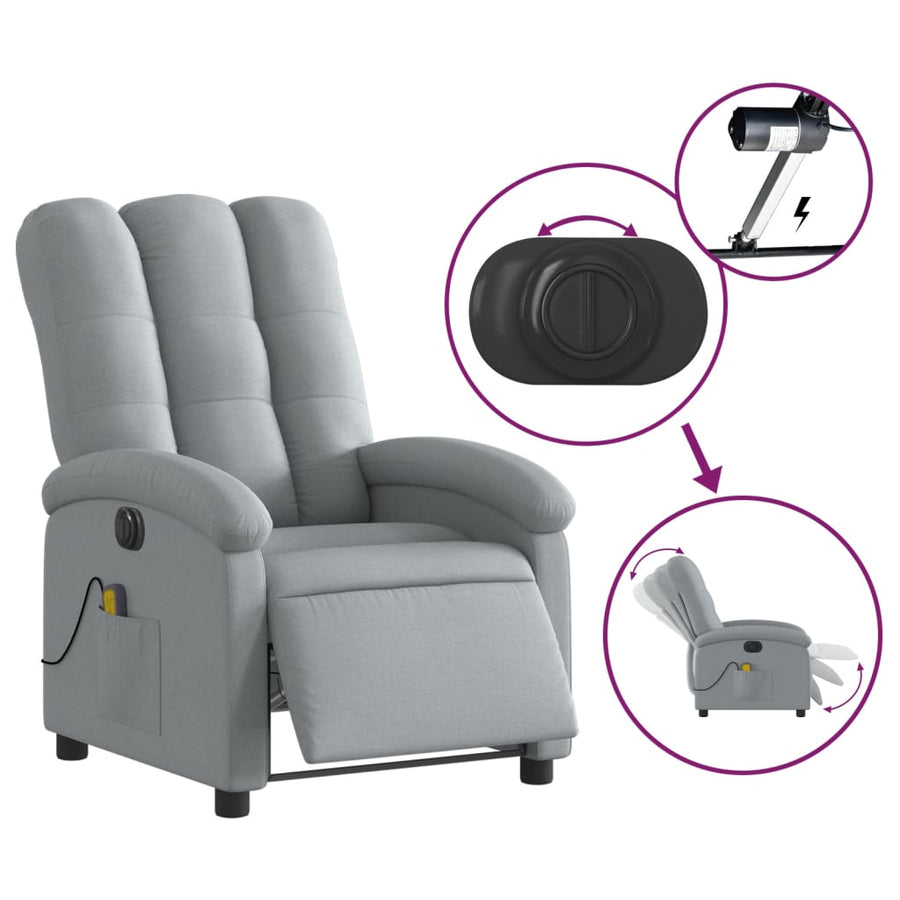 Massagestoel Stof Lichtgrijs Ja Elektrisch verstelbaar