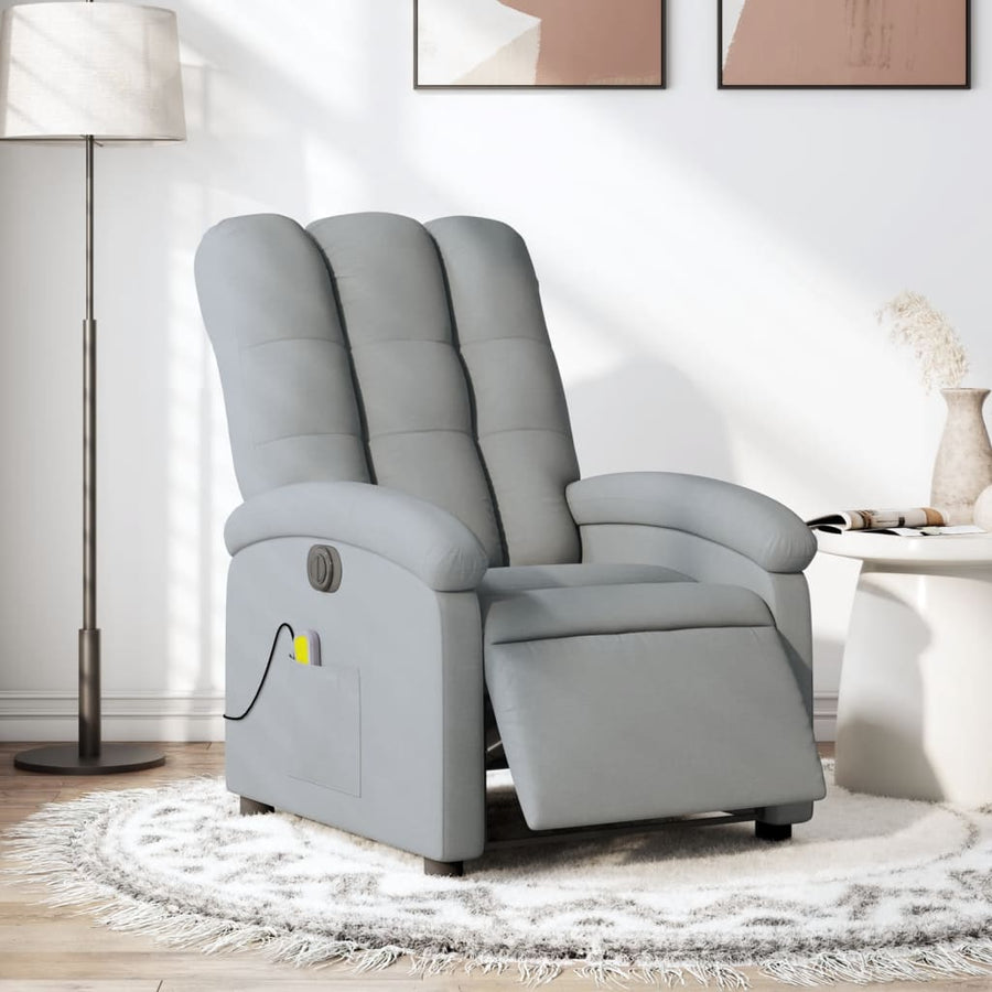 Massagestoel Stof Lichtgrijs Ja Elektrisch verstelbaar