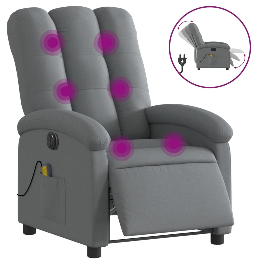 Massagestoel Stof Donkergrijs Ja Elektrisch verstelbaar