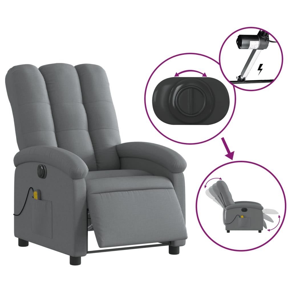 Massagestoel Stof Donkergrijs Ja Elektrisch verstelbaar