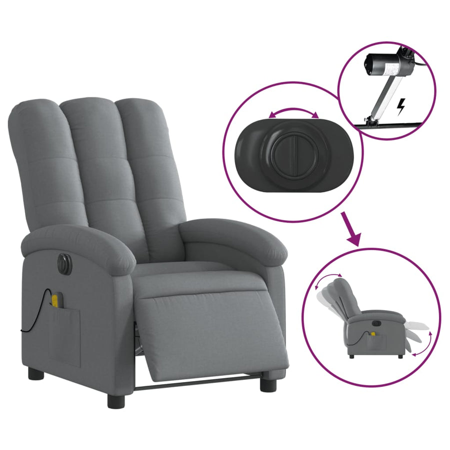 Massagestoel Stof Donkergrijs Ja Elektrisch verstelbaar