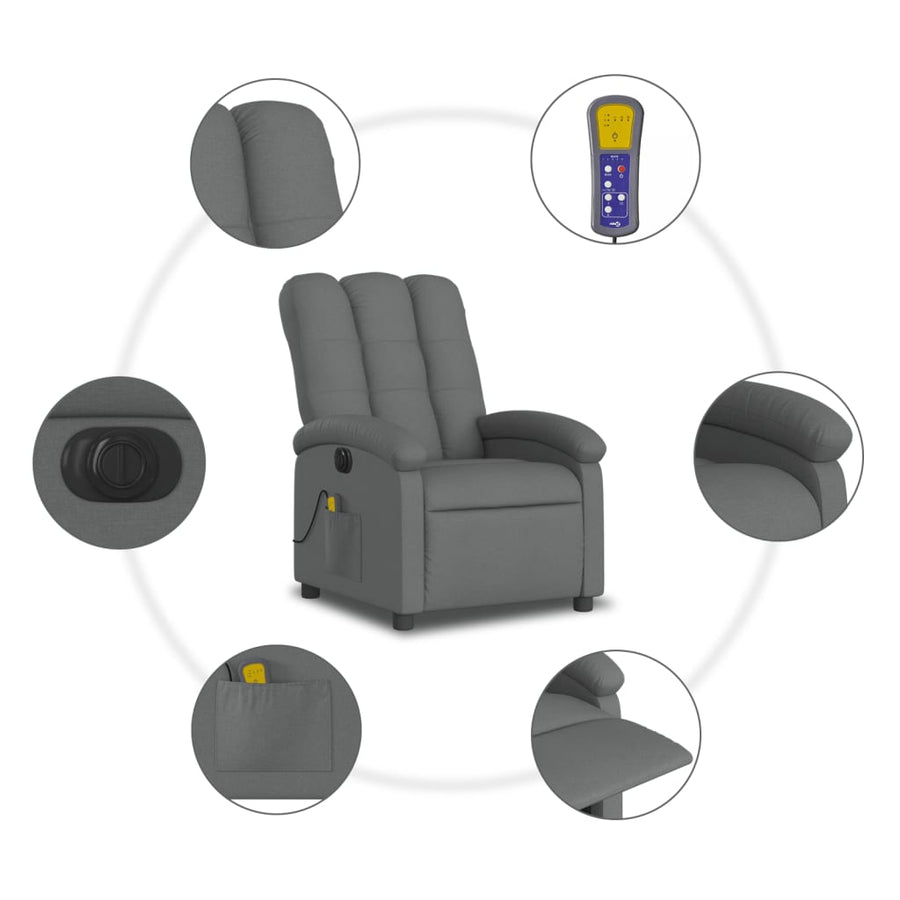 Massagestoel Stof Donkergrijs Ja Elektrisch verstelbaar