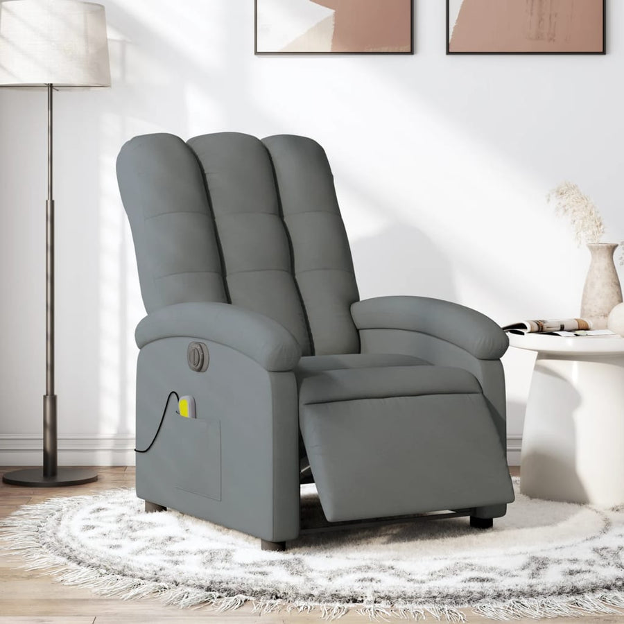 Massagestoel Stof Donkergrijs Ja Elektrisch verstelbaar