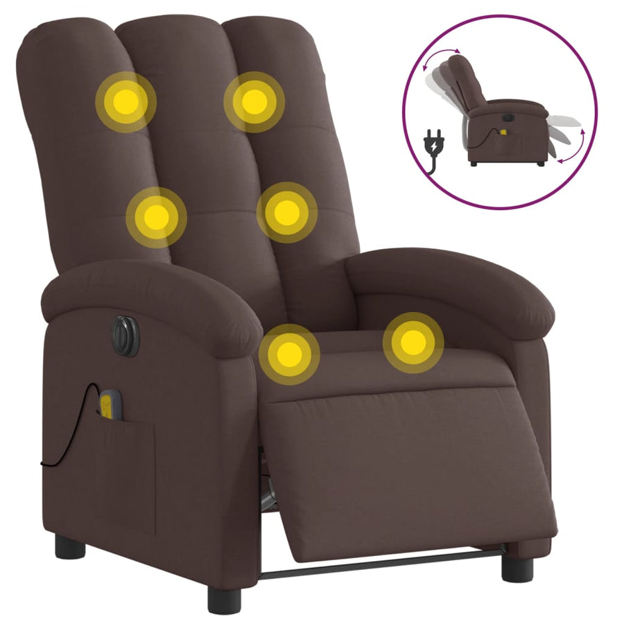 Massagestoel Stof Donkerbruin Ja Elektrisch verstelbaar