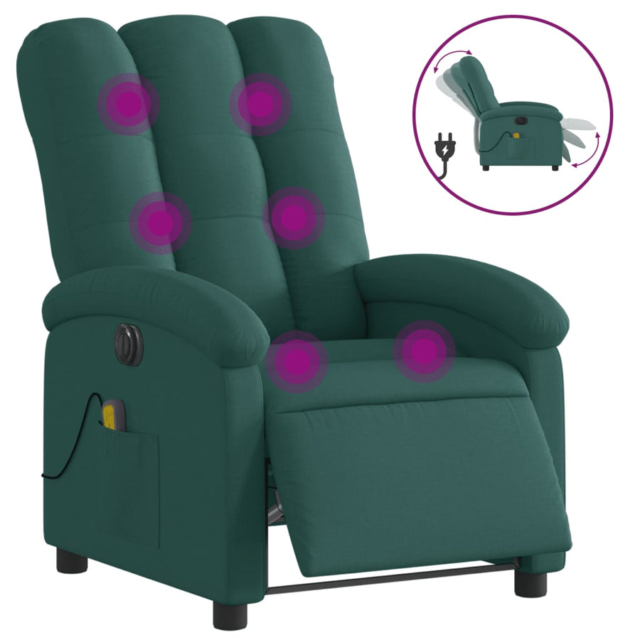 Massagestoel Stof Donkergroen Ja Elektrisch verstelbaar