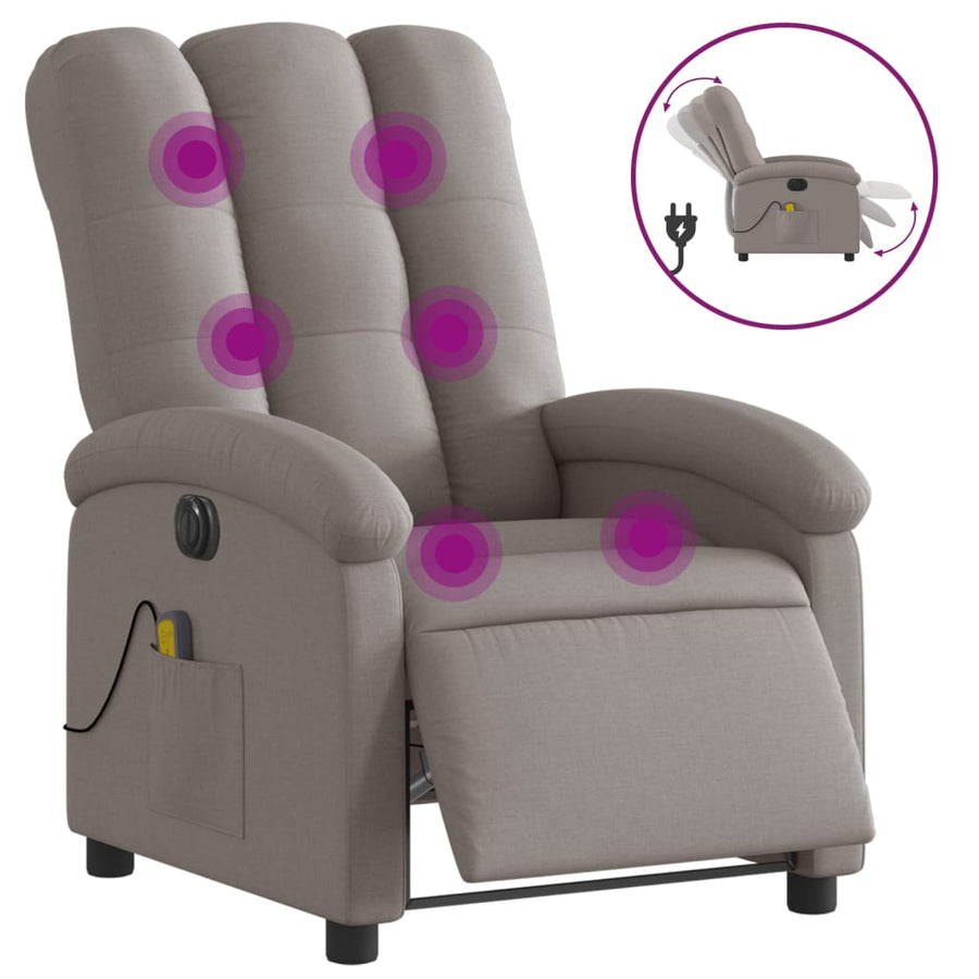 Massagestoel Stof Taupe Ja Elektrisch verstelbaar