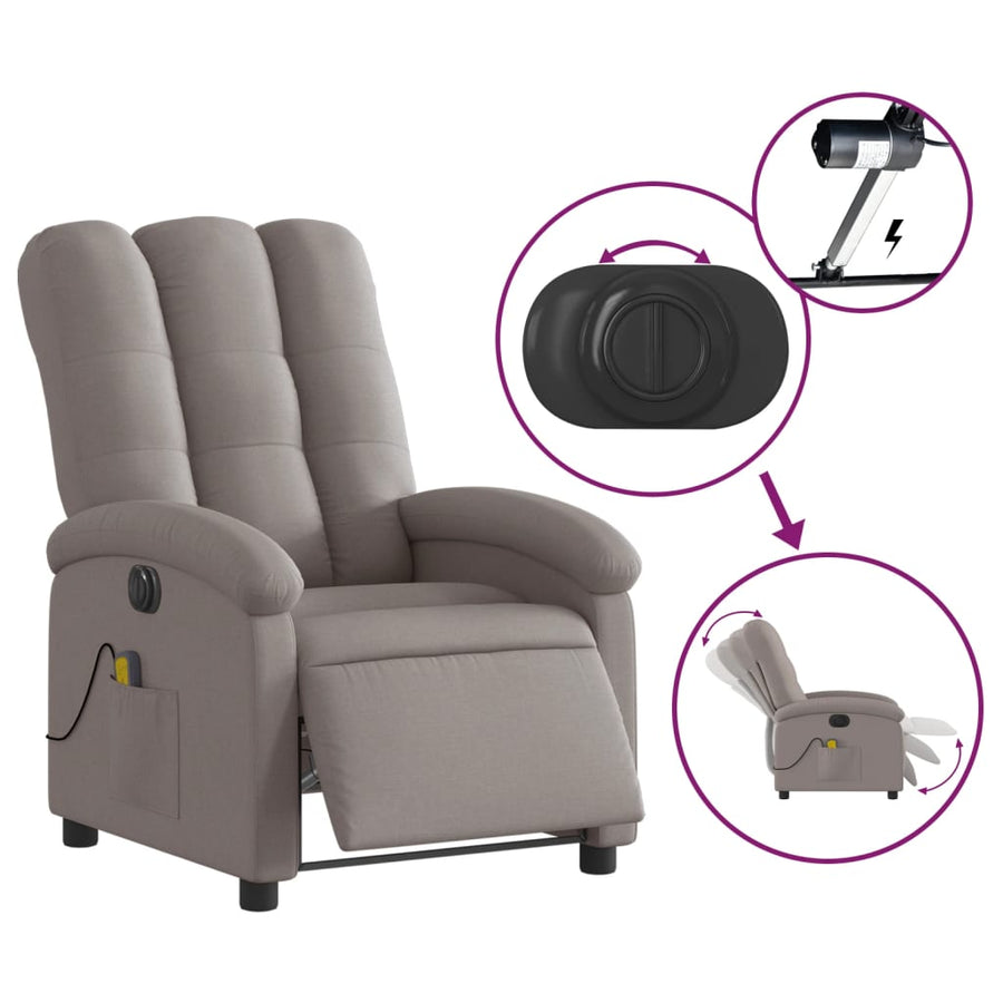 Massagestoel Stof Taupe Ja Elektrisch verstelbaar