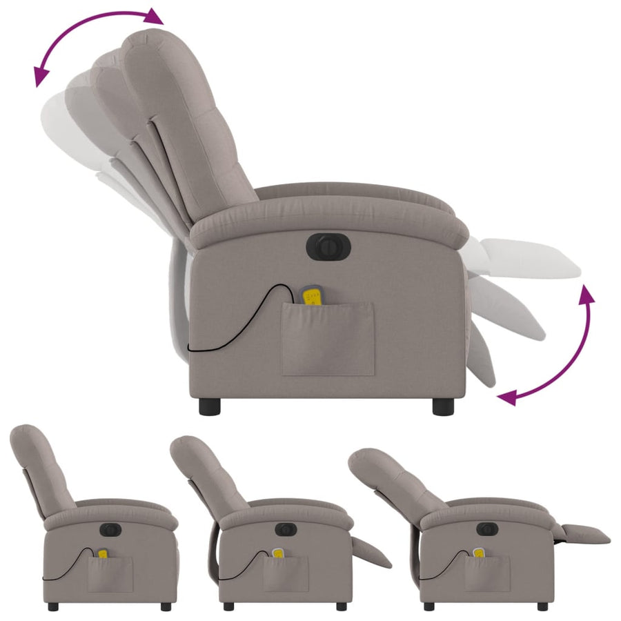 Massagestoel Stof Taupe Ja Elektrisch verstelbaar