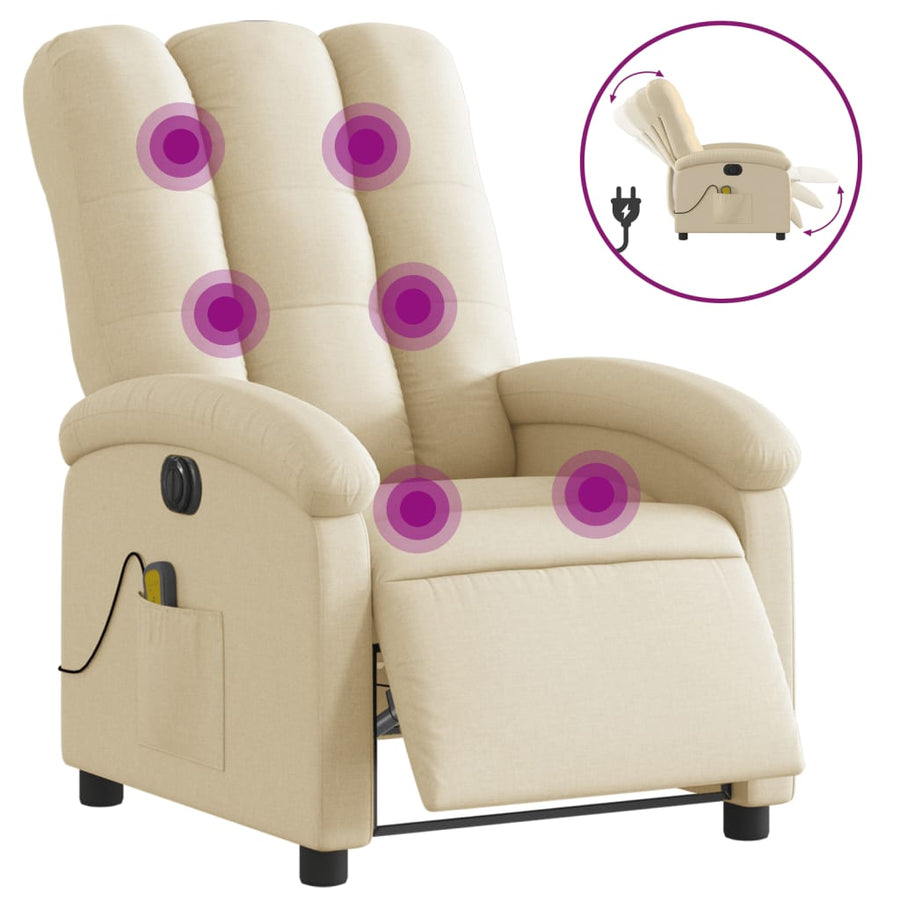 Massagestoel Stof Kleurig Crème Ja Elektrisch verstelbaar