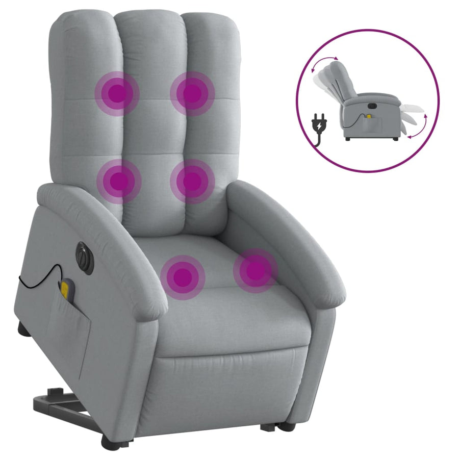 Sta-Op-Massagestoel Stof Lichtgrijs Ja Elektrisch verstelbaar