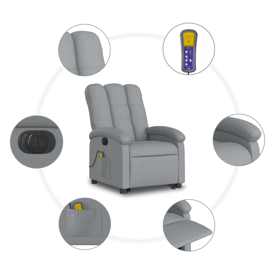 Sta-Op-Massagestoel Stof Lichtgrijs Ja Elektrisch verstelbaar